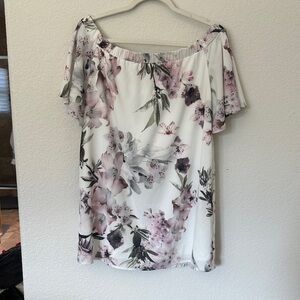 Lulu's Floral Off-Shoulder Mini Dress - White and Pink